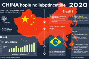 Imagem representativa da liderança da China em Inteligência Artificial, destacando avanços como o DeepSeek e suas patentes.