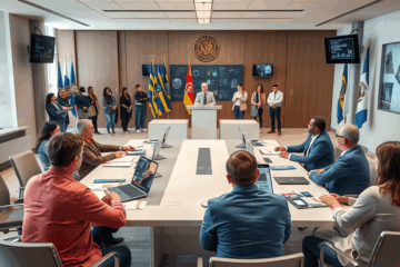 Reunião da Frente Parlamentar de Tecnologia e Inovação discutindo inovação e desafios legislativos.
