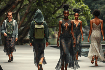 Desfile da coleção The Tree is Your Spine, destacando a fusão de arte, tecnologia e sustentabilidade com peças inovadoras.