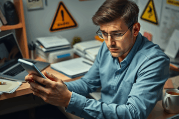 Imagem ilustrativa de um alerta sobre fraudes por SMS, destacando as consequências de cair em golpes digitais.