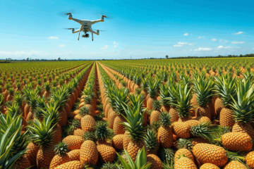 Fazenda Olhos D’Água, a maior produtora de abacaxi do mundo, usando tecnologia avançada e práticas sustentáveis na agricultura.