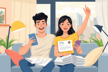 Ilustração de mãos segurando dinheiro recebendo crédito aprovado sem burocracia