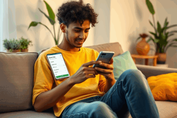 Pessoa usando smartphone para solicitar crédito online de forma prática e segura.