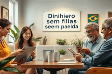 Imagem ilustrando transações financeiras digitais sem filas e papelada.
