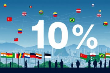 Imagem ilustrativa sobre a tarifa de 10% aplicada a países que se alinham com o BRICS.