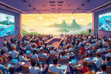Imagem da 3ª Conferência da Década da Ciência Oceânica destacando a colaboração para a saúde dos oceanos.