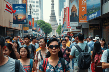 Turismo na Tailândia enfrenta desafios com segurança e concorrência crescente, afetando chegadas de turistas em 2025.