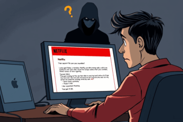 Imagem que ilustra fraudes envolvendo o nome da Netflix, destacando os cuidados que os usuários devem ter.