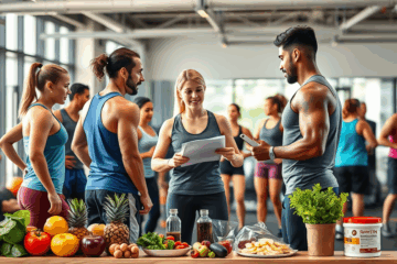 Atletas praticando esportes e seguindo orientações de nutrição esportiva.