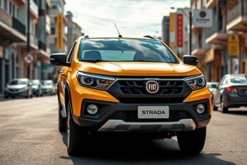 Fiat Strada, a picape líder em vendas, destacando sua robustez e versatilidade.