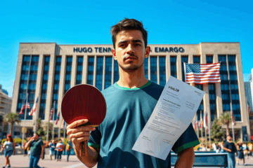 Hugo Calderano, jogador brasileiro, ausente no Circuito Mundial devido a problemas com visto.