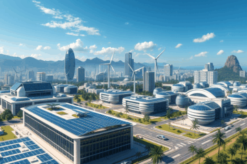 Imagem do projeto Rio AI City, apresentado como um hub de data centers com foco em inteligência artificial e energia sustentável.