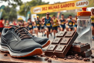 Chocolate com alto teor de cacau promovendo saúde e desempenho esportivo.