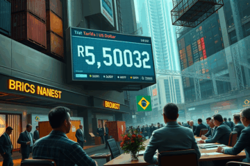 Dólar em alta devido a novas tarifas de importação e suas implicações no mercado financeiro.
