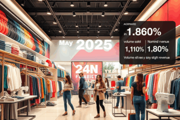Gráfico mostrando o crescimento do setor de moda em 2025, com ênfase no aumento das vendas e receitas.