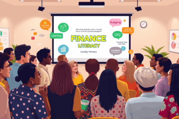 Pessoas participando de palestra sobre gestão financeira e qualidade de vida.