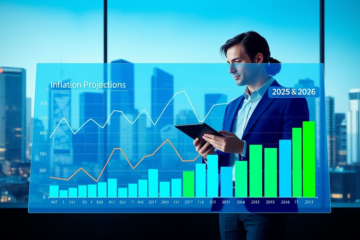 Gráfico ilustrando as projeções de inflação e PIB do Boletim Focus 2025.