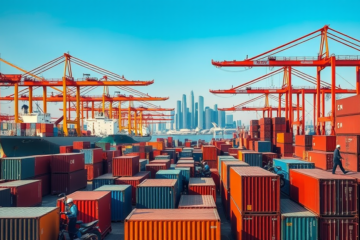 Gráfico mostrando o superávit comercial da China e suas exportações em 2025.