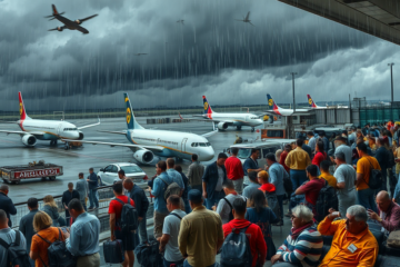 Aeroporto Congonhas fechado devido a ciclone e ventos fortes, causando caos aéreo e cancelamentos de voos.