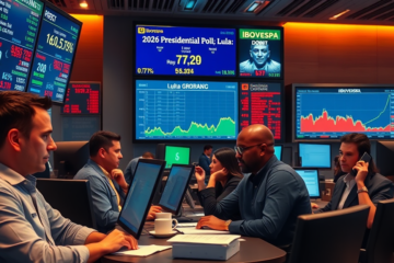 Gráfico do Ibovespa mostrando queda e aumento do preço do dólar em um contexto de alta inflação.