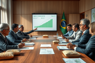 Reunião da Famurs discutindo a queda dos preços do arroz e seus impactos nos municípios gaúchos.