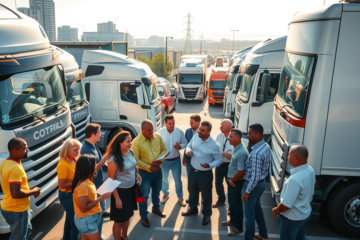 Imagem representação da nova linha de crédito para compra de caminhões, destacando caminhoneiros autônomos e cooperativas.