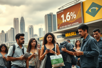 Imagem representativa dos desafios econômicos enfrentados pelo Brasil, destacando o baixo crescimento do PIB e suas consequências.