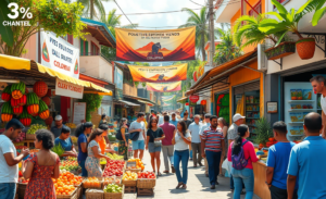 Gráfico mostrando o crescimento econômico da Colômbia com aumento do consumo e recuperação do emprego.
