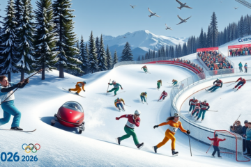 Atletas competindo nas diversas modalidades dos Jogos Olímpicos de Inverno de 2026.