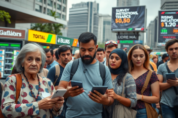 Gráfico ilustrando a pesquisa sobre a situação econômica e o pessimismo crescente no Brasil.