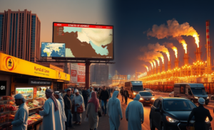 Imagem representativa das consequências econômicas da guerra no Irã sobre as economias do Golfo.