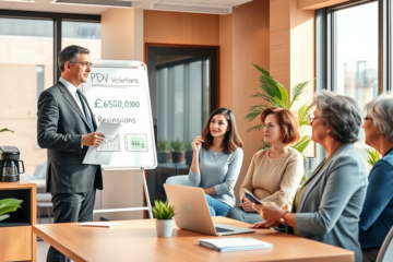 Funcionários analisando programas de demissão voluntária e suas indenizações.