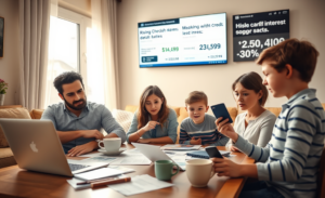 Gráfico mostrando o aumento dos juros do cartão de crédito e seu impacto nas famílias.