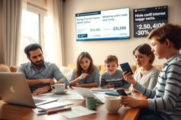 Gráfico mostrando o aumento dos juros do cartão de crédito e seu impacto nas famílias.