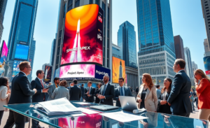 Ilustração do IPO da SpaceX e seu impacto financeiro no mercado.