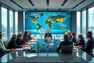 Reunião de economistas e chefes de bancos centrais sobre o impacto da guerra no cenário econômico global.