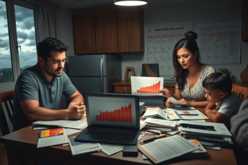 Gráfico ilustrando o aumento do endividamento dos brasileiros e seus impactos na renda e pagamentos.