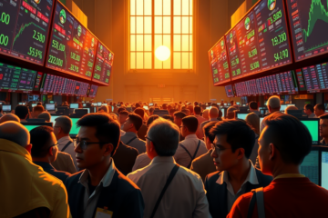 Gráfico mostrando a alta do Ibovespa e dados econômicos relevantes.