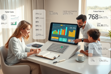 Imagem de uma supercalculadora auxiliando na organização financeira e mapeamento de gastos.