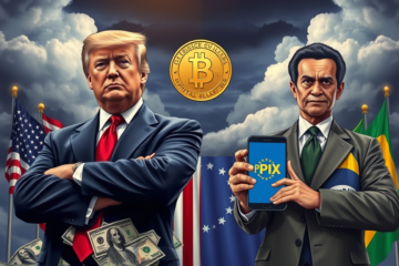 Análise sobre as tarifas impostas pelo governo Trump e seu impacto no Brasil e nas inovações monetárias.