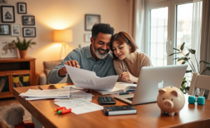 Casal discutindo organização financeira e regras claras para um casamento saudável.