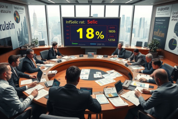 Imagem representando o Comitê de Política Monetária e suas políticas sobre a inflação alta e juros elevados.